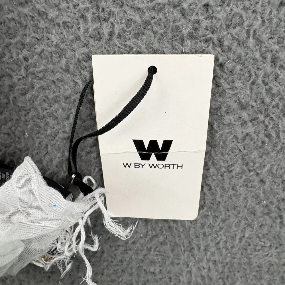 W By Worth Optic White Blue Green Stripe Oblong Scarf W171SC15W-NO Made In Italy